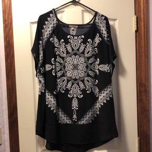 Roz & Ali - Dark Navy Rhinestone detail size 3W tunic